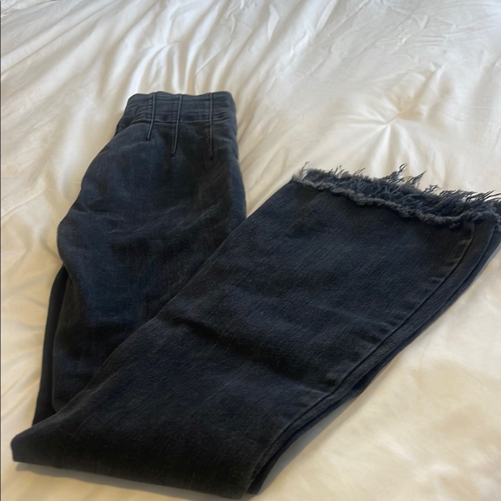 Frayed Hem Black Jeans